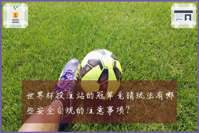 世界杯投注站的冠军竞猜玩法有哪些安全合规的注意事项?